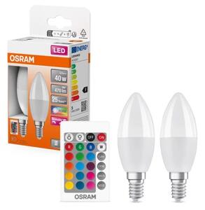 SET 2x bec LED RGBW dimabil Osram B38 E14/4,9W/230V 2700K + telecomandă