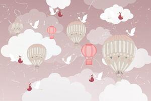Fototapete Copii, Baloane in cerul roz Art.030100