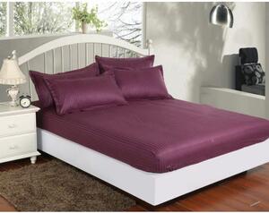 Cearceaf pat cu elastic Damasc SATEN - dungi inguste -180x200 cm - Ultra Violet