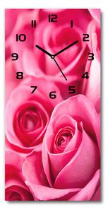 Ceas din sticlă dreptunghiular vertical trandafiri roz