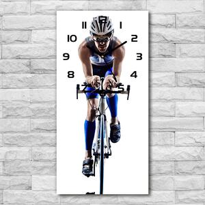 Ceas vertical de perete din sticlă Ciclist
