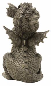 Statueta pentru gradina Dragonel cu pui 29cm