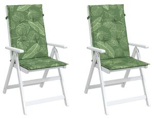 Perne de scaun spătar înalt, 2 buc., model frunze, textil