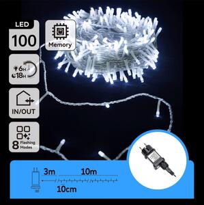 Aigostar - Ghirlandă LED de exterior, 100 LED, 8 funcții, 13 m, IP44, alb rece
