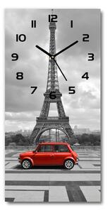 Ceas perete din sticlă dreptunghiular Turnul Eiffel auto