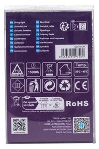 Aigostar - Ghirlandă LED de exterior, 100 de LED-uri, 8 funcții, alimentare 3 x AA, 10,3 m, IP44, alb cald