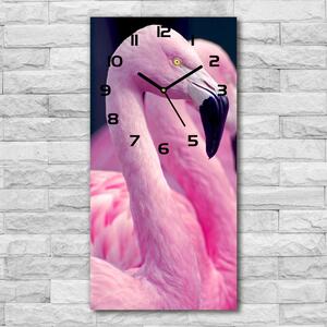 Ceas de sticlă pe perete vertical Flamingos