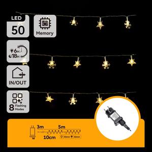 Aigostar - Ghirlandă LED pentru exterior, 50 LED, 8 funcții, 8 m, IP44, alb cald