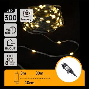 Aigostar - Instalație luminoasă LED de exterior pentru Crăciun, 300 LED / 8 funcții, 33 m, IP44, alb cald