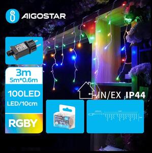 Aigostar - Ghirlandă LED pentru exterior, 100 LED-uri, 8 funcții, 8 x 0,6 m, IP44, multicoloră