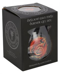 Set ceara parfumata de soia, wax melt si lampa aromaterapie Dragonul Beltane - Anne Stokes