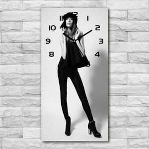 Ceas din sticlă dreptunghiular vertical Femeia în negru