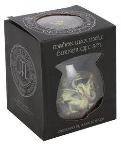 Set ceara parfumata de soia, wax melt si lampa aromaterapie Dragonul Mabon - Anne Stokes