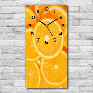Ceas perete din sticlă dreptunghiular felii de portocale