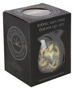 Set ceara parfumata de soia, wax melt si lampa aromaterapie Dragonul Imbolc - Anne Stokes