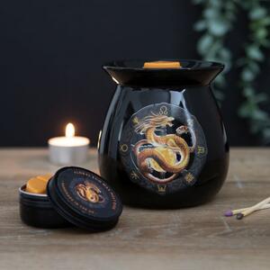 Set ceara parfumata de soia, wax melt si lampa aromaterapie Dragonul Litha - Anne Stokes