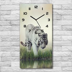Ceas vertical de perete din sticlă tigru alb