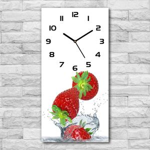 Ceas vertical de perete din sticlă căpșune