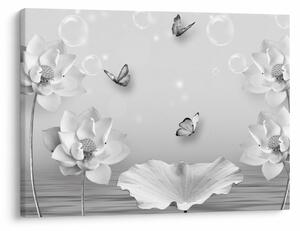 Tablou - Design flori și fluturi (70x50 cm)