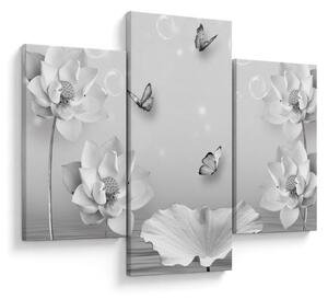 Tablou - Design flori și fluturi (90x60 cm)