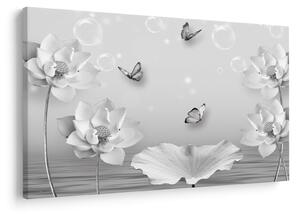 Tablou - Design flori și fluturi (90x60 cm)