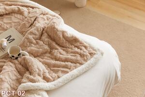 Patura Cocolino, cu blanita, tip tricotaj, 200x230cm, culoare uni, crem inchis, PCT02