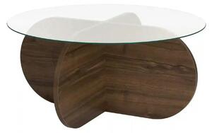 Masuta cafea AERIS, nuc, PAL/sticla, 75x75x35 cm