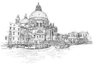 Fototapet. Grafica cu Bazilica Sfantul Marcu din Venetia. Art.060029