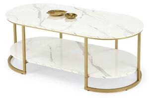 Masuta cafea KALUA, alb/auriu, 120x60x46 cm