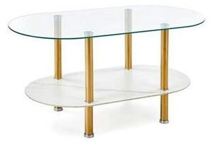 Masuta DUCAT, transparent/auriu, sticla/otel, 100x50x51 cm