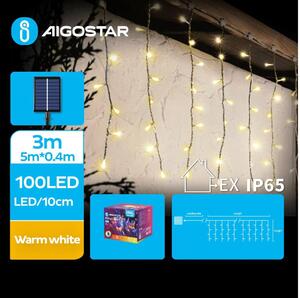 Aigostar - Ghirlandă solară LED 100xLED/8 funcții 8x0,4m IP65 alb cald