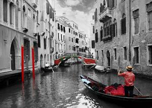 Fototapet. Venetia in alb-negru-rosu. Art.060108