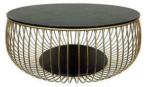 Masuta cafea BOWL, negru/auriu, sticla securizata/metal, 86x86x35 cm