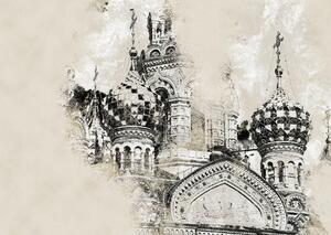 Fototapet. Stilizare Imagine cu Biserica Mantuitorului din Sankt Petersburg, Rusia, Art.060054