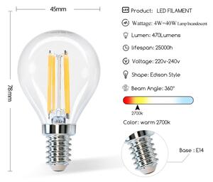 Bec LED Aigostar G45 E14/4W/230V 2700K