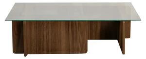 Masuta cafea FLAVIO, nuc/transparent, PAL/sticla, 105x65x30 cm