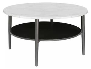 Masuta cafea ELLA A, alb cu efect de marmura/negru mat, PAL/metal, 80x