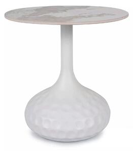 Masuta cafea SALO B, alb cu efect de marmura, ceramica/metal, 50x49 cm