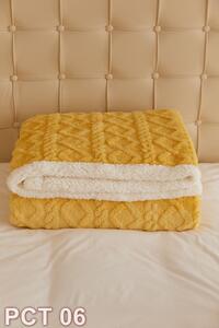 Patura Cocolino, cu blanita, tip tricotaj, 200x230cm, culoare uni, galben , PCT06