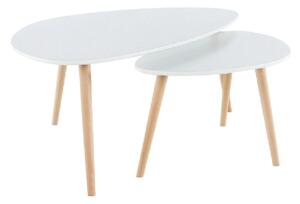 Set 2 masute FOLKO NEW, alb/stejar