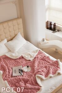 Patura Cocolino, cu blanita, tip tricotaj, 200x230cm, culoare uni, roz , PCT07