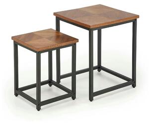Set 2 masute cafea ELZA, nuc/negru