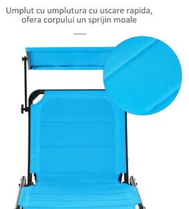 Outsunny, sezlong pliabil cu copertina, 66x197x32 cm, albastru | Aosom Ro