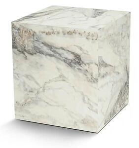 Masuta KUP, alb cu efect de marmura, PAL laminat, 45x45x50 cm