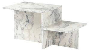 Masuta cafea HARMONY, alb cu efect de marmura, PAL, 80x40x40 cm