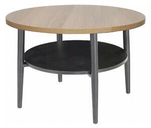 Masuta cafea ELLA B, stejar/negru mat, PAL/metal, 60x45 cm