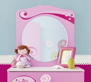 Oglinda decorativa cu rama din pal, pentru copii Little Princess Pink, l64xA2xH68 cm