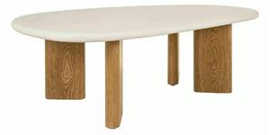 Măsuță cafea ALPEN, ecru/stejar, MDF/microciment/furnir, 130x80x42 cm