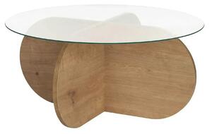 Masuta cafea AERIS, stejar, PAL/sticla, 75x75x35 cm