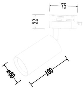 Spot pentru sistem de șină monofazic PIPE 1xGU10/10W/230V negru